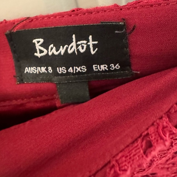 Bardot Floral‎ Lace Overlay Lined Midi Pencil Skirt Burgundy Size XS - Picture 5 of 11